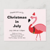 Flamingo Santa Kerstmis in juli Uitnodiging Briefkaart (Voorkant)