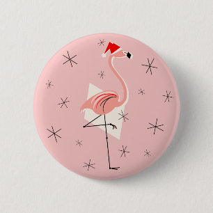 Flamingo Santa Pink-knop rond Ronde Button 5,7 Cm