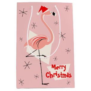 Flamingo Santa Pink Merry-kerstmedium Medium Cadeauzakje