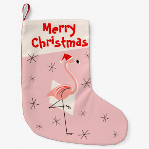 Flamingo Santa Pink Merry Kerstmis eenzijdig Kleine Kerstsok
