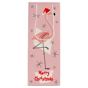 Flamingo Santa Pink Merry kerstwijn Wijn Cadeautas