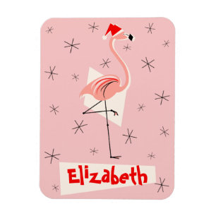Flamingo Santa Pink Name magneet flexibel portret
