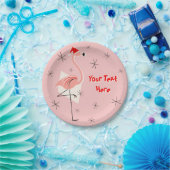 Flamingo Santa Pink-tekstpapier bord (Feest)