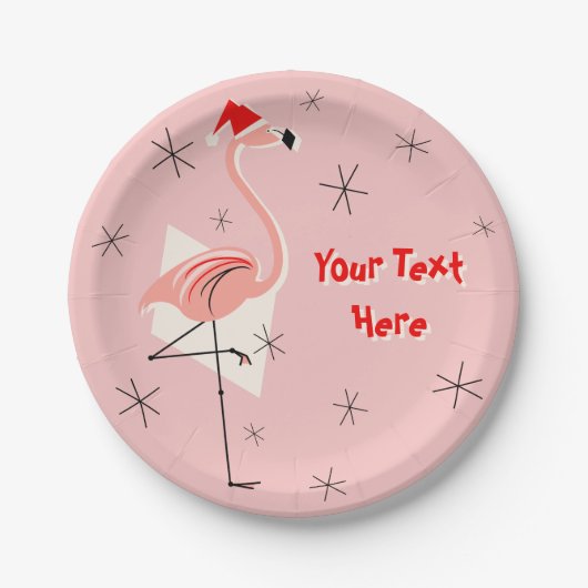 Flamingo Santa Pink-tekstpapier bord (Voorkant)