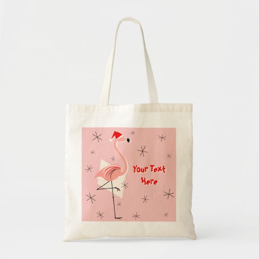 Flamingo Santa Pink Text canvas tas (Voorkant)