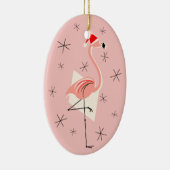 Flamingo Santa Pink Text ornament oval (Rechts)