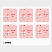 Flamingo Santa Pink Text sticker square (Vel)