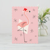 Flamingo Santa Roze uitnodiging portret (Staand voorkant)