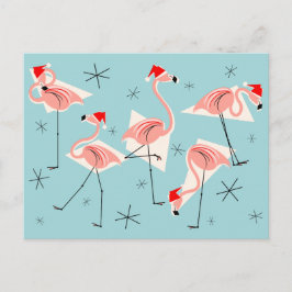 Flamingo Santas Blue briefkaart