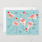 Flamingo Santas Blue briefkaart (Voorkant / Achterkant)