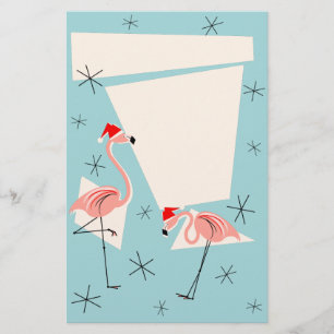 Flamingo Santas Blue Briefpapier
