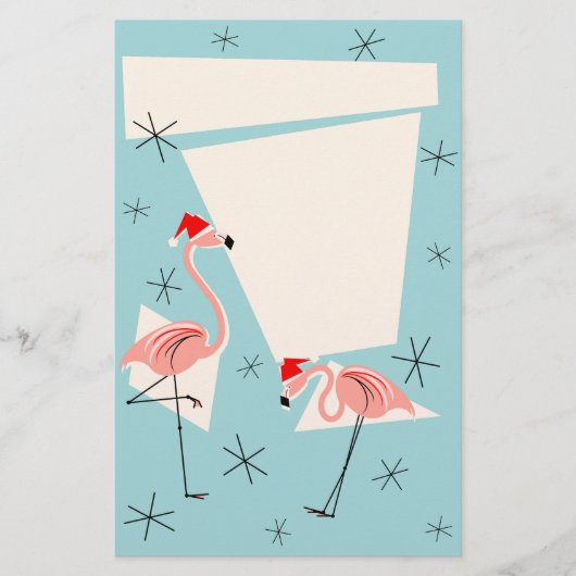 Flamingo Santas Blue Briefpapier (Voorkant)