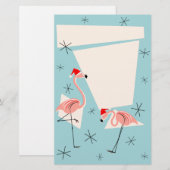 Flamingo Santas Blue Briefpapier (Voorkant / Achterkant)
