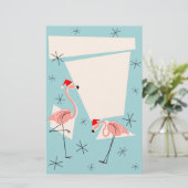Flamingo Santas Blue Briefpapier (Staand voorkant)