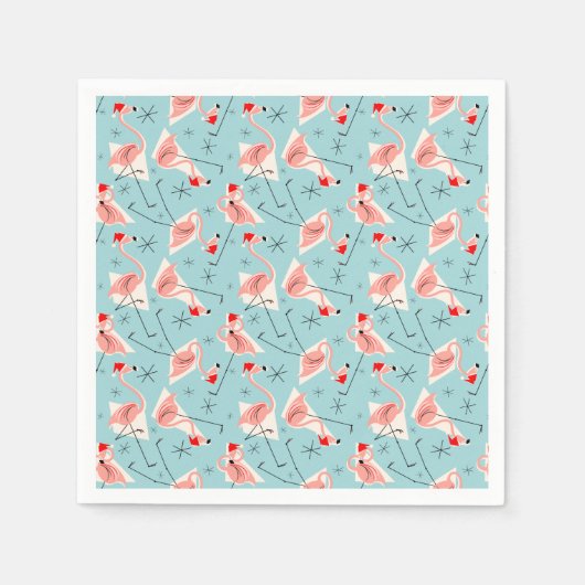 Flamingo Santas Blue Multi-paper inapkin Servetten (Voorkant)