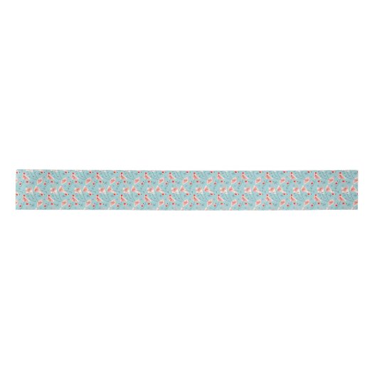 Flamingo Santas Blue Multi ribbon satin Lint (Voorkant)
