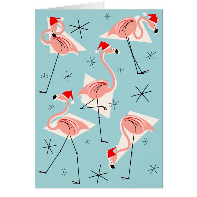 Flamingo Santas Blue Prettige feestdagen blue (Voorkant)