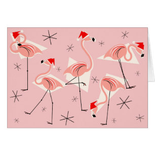 Flamingo Santas Pink Merry Horizontale Kerstmis