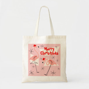 Flamingo Santas Pink Merry Kerstmis canvas tas
