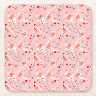 Flamingo Santas Pink Multi onderzetters vierkant