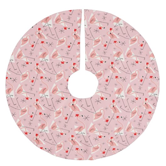 Flamingo Santas Pink Multi Tree skirt Kerstboom Rok (Voorkant)