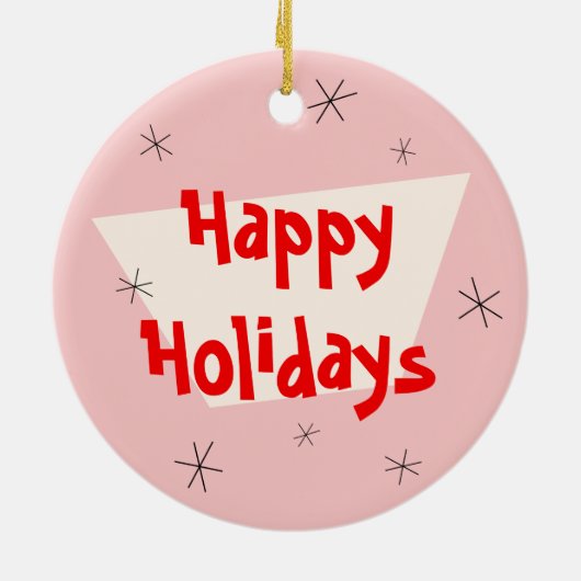 Flamingo Santas Pink Prettige feestdagen round Keramisch Ornament (Achterkant)