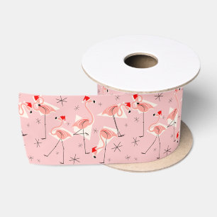 Flamingo Santas Pink ribbon satin Lint