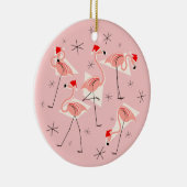 Flamingo Santas Pink Text ornament round (Rechts)
