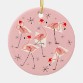 Flamingo Santas Pink Text ornament round (Voorkant)