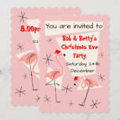 Flamingo Santas Pink-uitnodiging gescallopeerd Kaart (Voorkant / Achterkant)