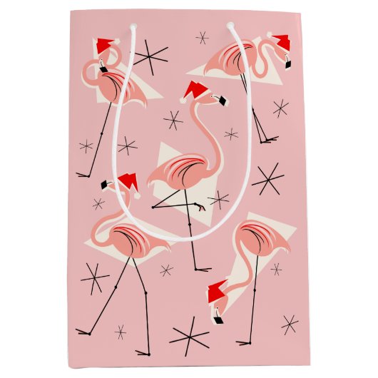 Flamingo Santas Roze cadeautas medium (Voorkant)