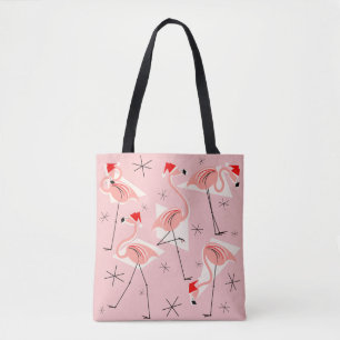 Flamingo Santas Roze helemaal canvas tas
