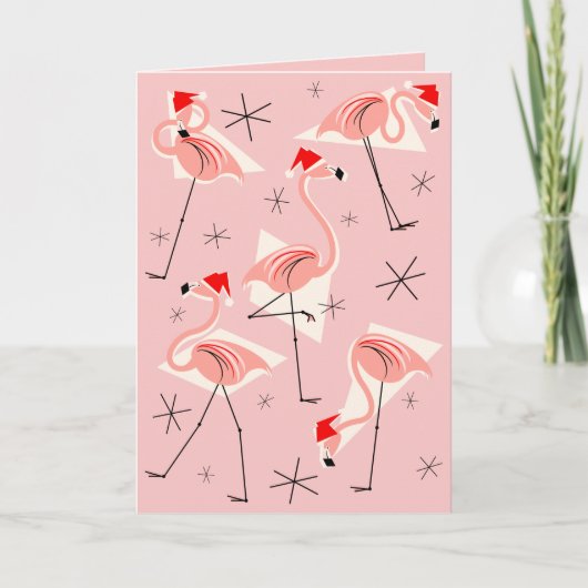 Flamingo Santas Roze Prettige feestdagen roze (Voorkant)