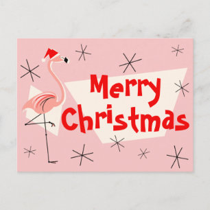 Flamingo Santas Roze Vrolijk Kerstfeest briefkaart