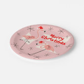 Flamingo Santas Roze Vrolijk kerstpapier bord (Gekanteld)