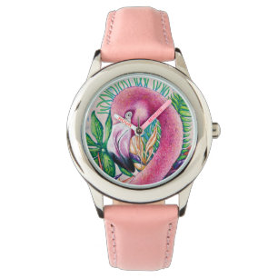 Flamingo Schattigee Kinder Meisje Vogel eWatch Horloge