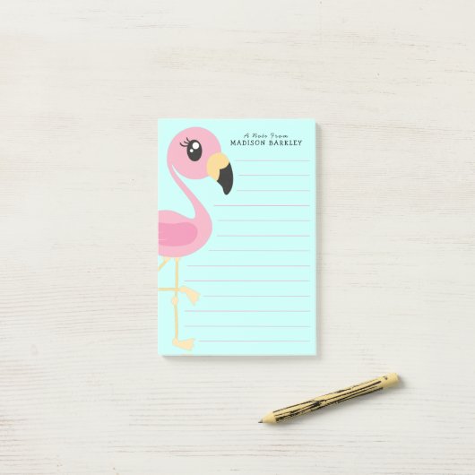 Flamingo Schattigee Tropische Kinder Post-it Notes (Op bureau)