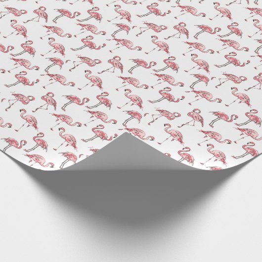 Flamingo schets: Tropisch patroon. Cadeaupapier (Hoek)