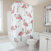 Flamingo schets: Tropisch  patroon. Douchegordijn (In situ)