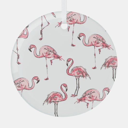 Flamingo schets: Tropisch  patroon. Glas Ornament (Voorkant)