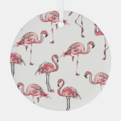 Flamingo schets: Tropisch  patroon. Glas Ornament (Achterkant)