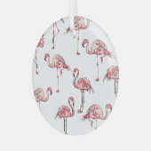 Flamingo schets: Tropisch  patroon. Glas Ornament (Voorkant links)