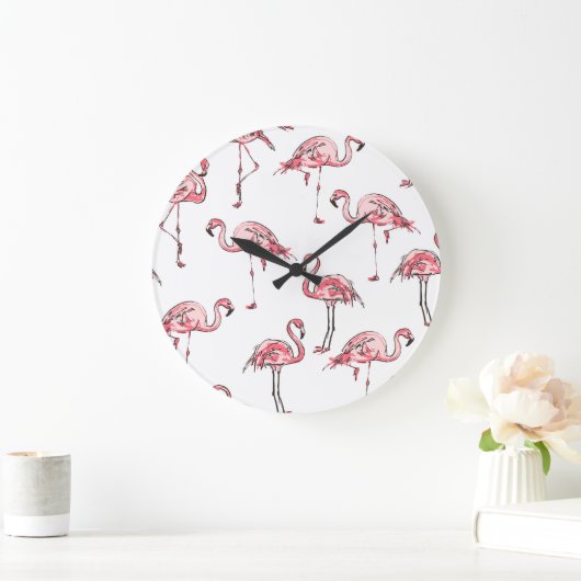 Flamingo schets: Tropisch  patroon. Grote Klok (Huis)