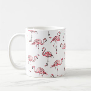 Flamingo schets: Tropisch patroon. Koffiemok