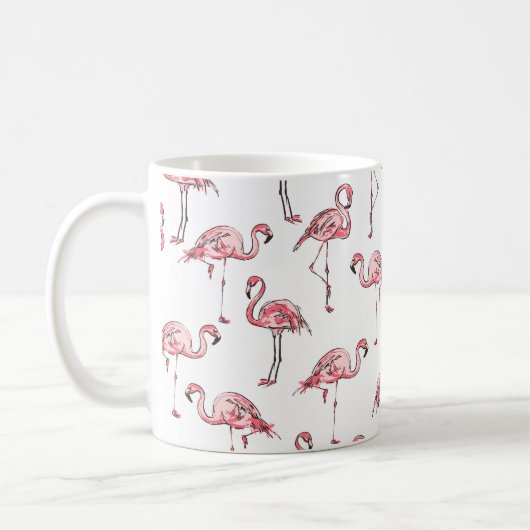 Flamingo schets: Tropisch  patroon. Koffiemok (Links)