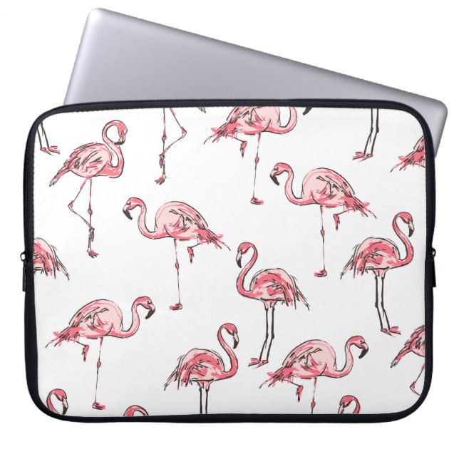 Flamingo schets: Tropisch  patroon. Laptop Sleeve (Voorkant)