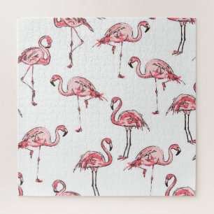 Flamingo schets: Tropisch patroon. Legpuzzel