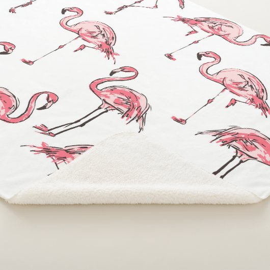 Flamingo schets: Tropisch patroon. Sherpa Deken (3/4)
