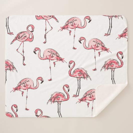 Flamingo schets: Tropisch patroon. Sherpa Deken (Voorkant (horizontaal))