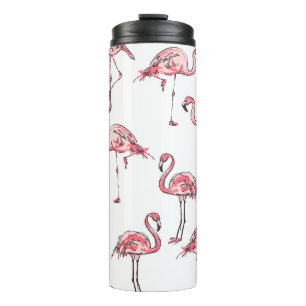 Flamingo schets: Tropisch  patroon. Thermosbeker